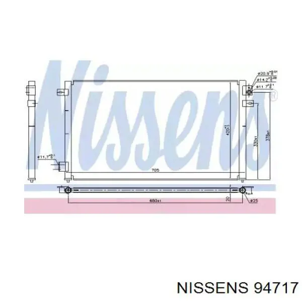 Condensador aire acondicionado 94717 Nissens