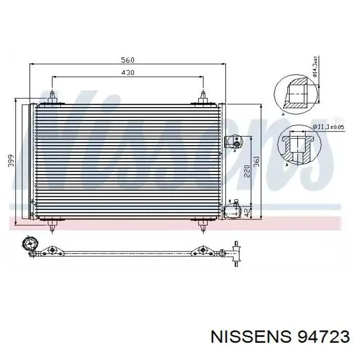 Condensador aire acondicionado 94723 Nissens
