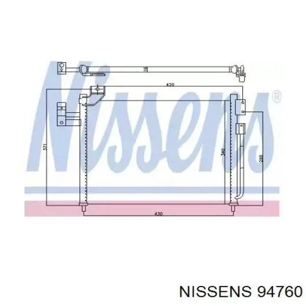 Радиатор кондиционера 94760 Nissens