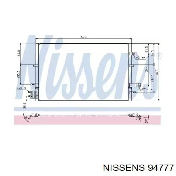 Радиатор кондиционера 94777 Nissens