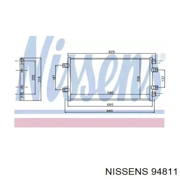 Радиатор кондиционера 94811 Nissens