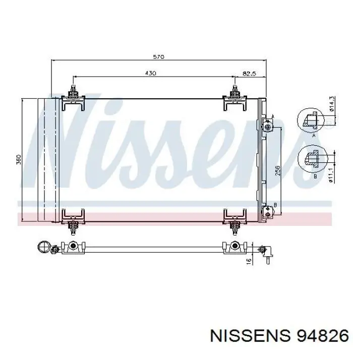 Радиатор кондиционера 94826 Nissens