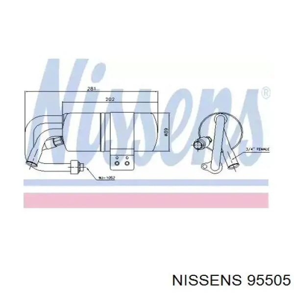 95505 Nissens tanque de recepção do secador de aparelho de ar condicionado