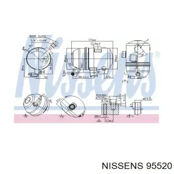 95520 Nissens tanque de recepção do secador de aparelho de ar condicionado