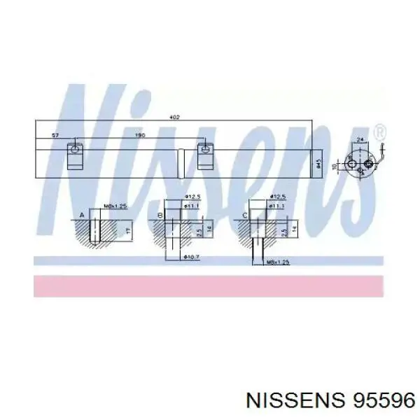 95596 Nissens tanque de recepção do secador de aparelho de ar condicionado