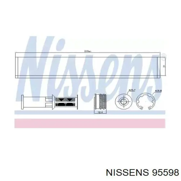95598 Nissens tanque de recepção do secador de aparelho de ar condicionado