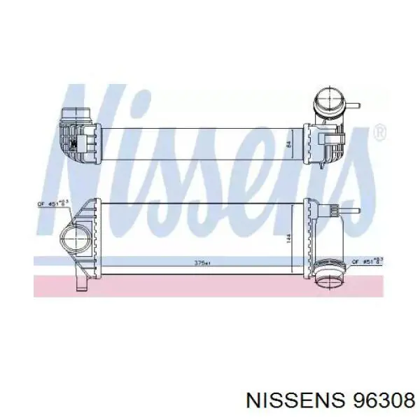 Radiador de aire de admisión 96308 Nissens
