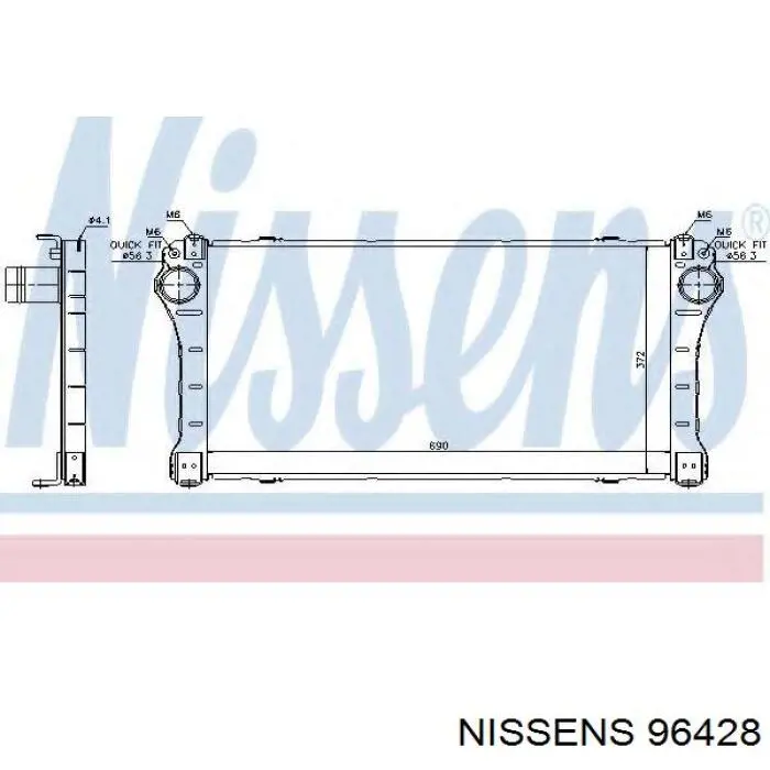 Radiador de aire de admisión 96428 Nissens
