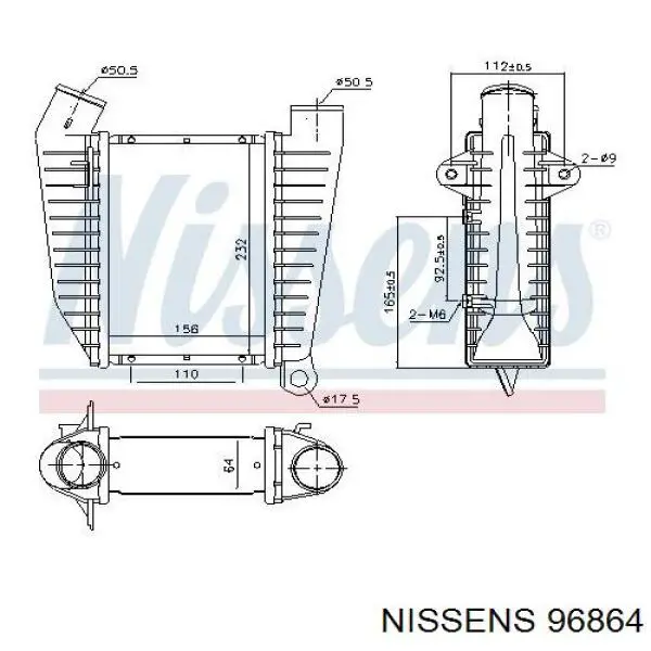 Купить 96864 Nissens Интеркулер