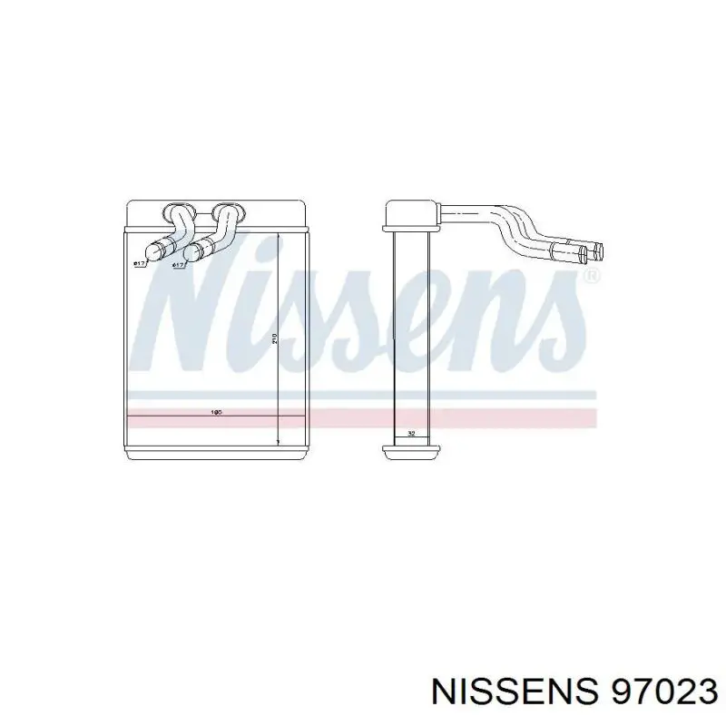 Радиатор охлаждения двигателя дополнительный 97023 Nissens