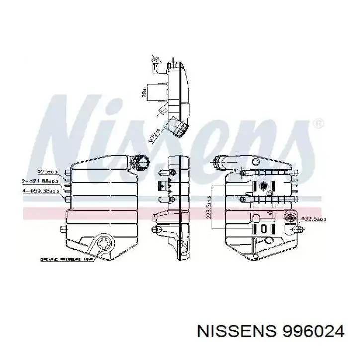 996024 Nissens tanque de expansão do sistema de esfriamento