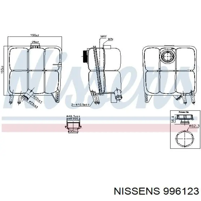 Купить 996123 Nissens Водяной бачок системы охлаждения