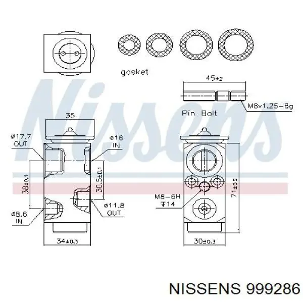 Клапан TRV кондиционера 999286 Nissens