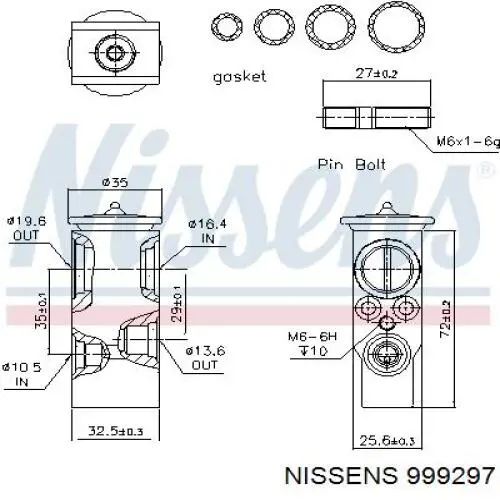 Клапан TRV кондиционера 999297 Nissens