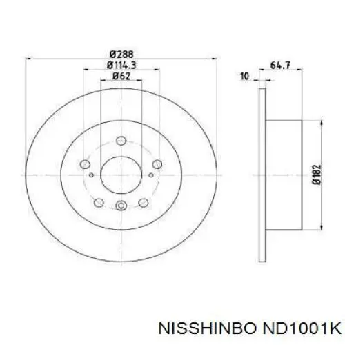 ND1001K Nisshinbo disco do freio traseiro