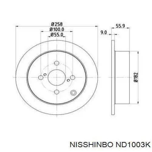 Диск гальмівний задній ND1003K Nisshinbo