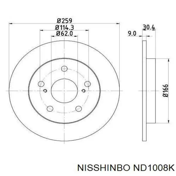 ND1008K Nisshinbo disco do freio traseiro