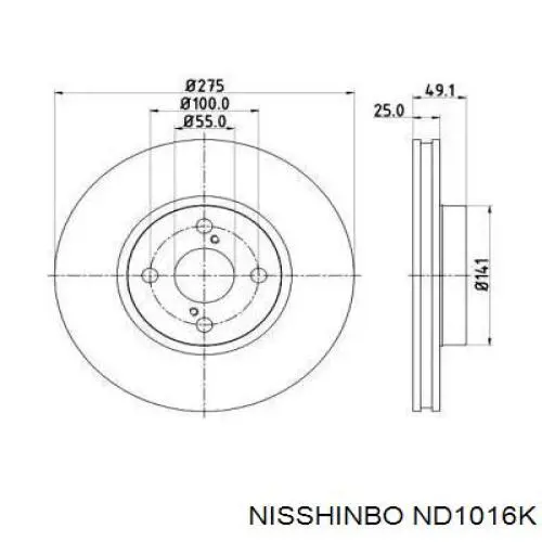 ND1016K Nisshinbo диск тормозной передний