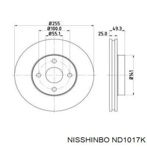 Передние тормозные диски ND1017K Nisshinbo