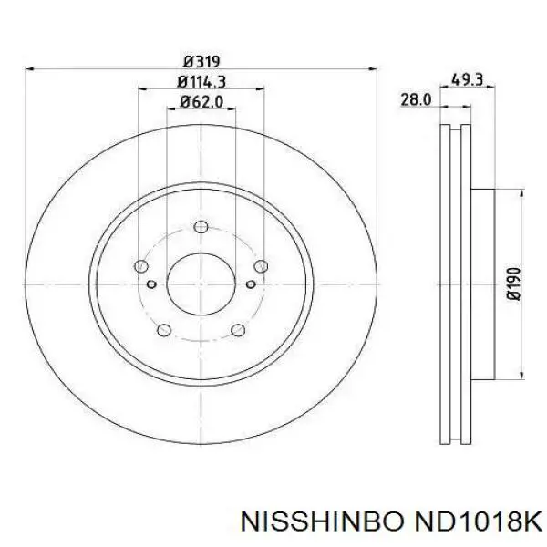 ND1018K Nisshinbo disco do freio dianteiro