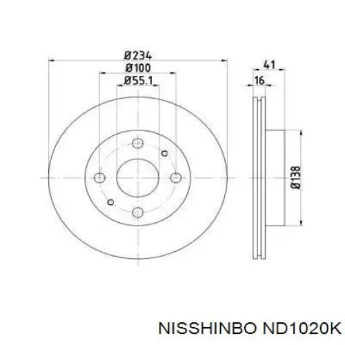 Передние тормозные диски ND1020K Nisshinbo