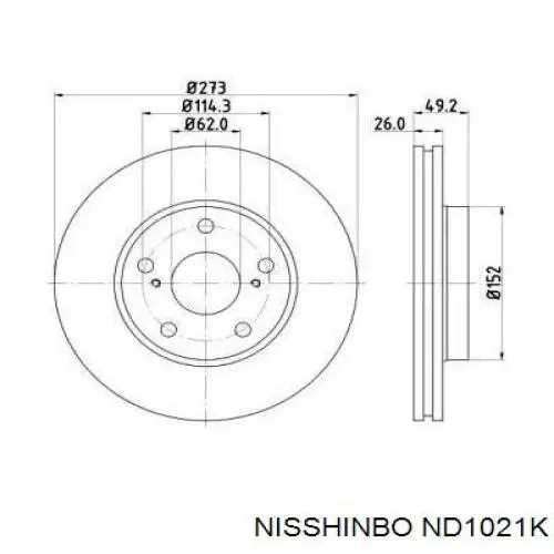 ND1021K Nisshinbo disco do freio dianteiro