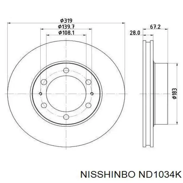 Передние тормозные диски ND1034K Nisshinbo