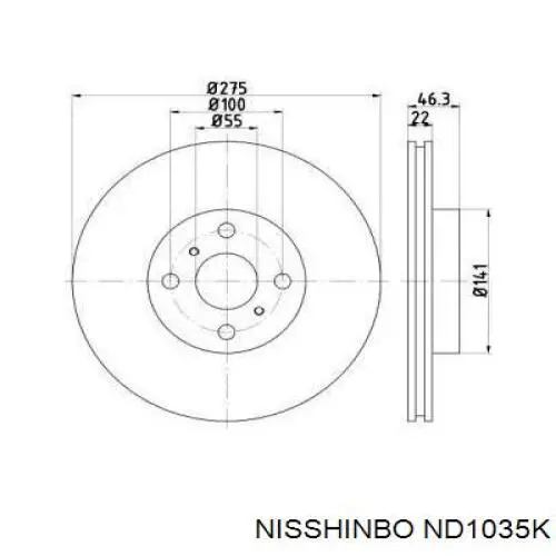 ND1035K Nisshinbo disco do freio dianteiro