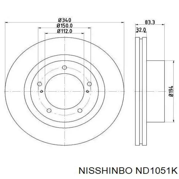 ND1051K Nisshinbo disco do freio dianteiro