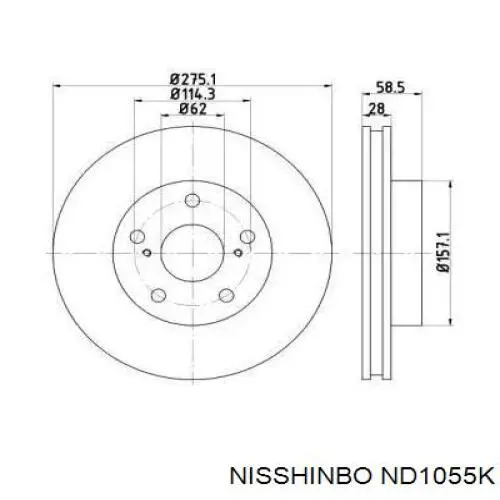 ND1055K Nisshinbo disco do freio dianteiro