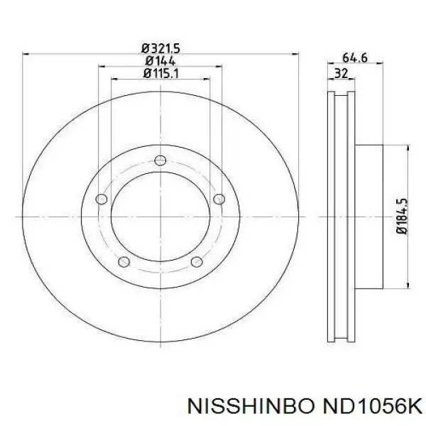 Передние тормозные диски ND1056K Nisshinbo