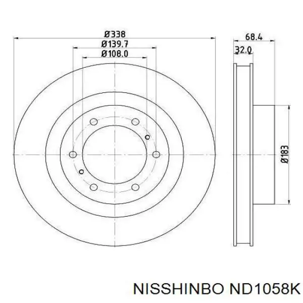 ND1058K Nisshinbo disco do freio dianteiro