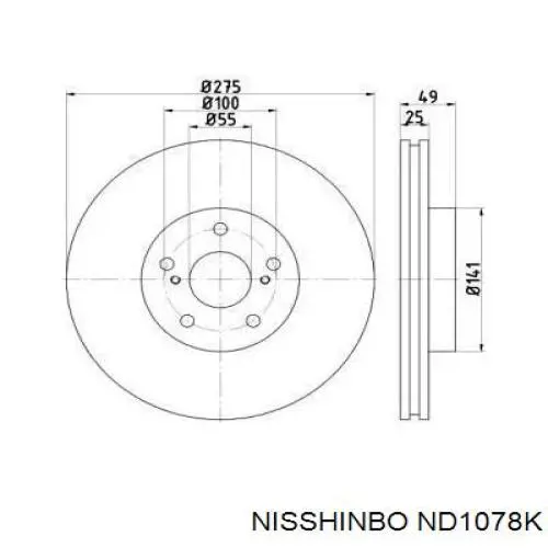 Передние тормозные диски ND1078K Nisshinbo