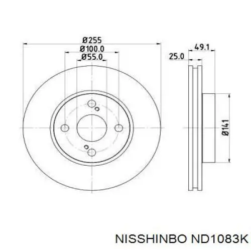 ND1083K Nisshinbo disco do freio dianteiro