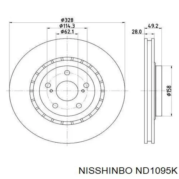 ND1095K Nisshinbo disco do freio dianteiro