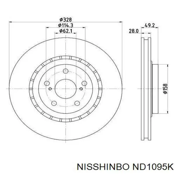 Передние тормозные диски ND1095K Nisshinbo