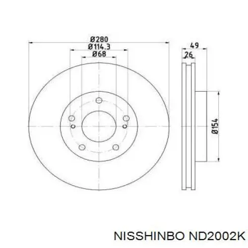 Передние тормозные диски ND2002K Nisshinbo