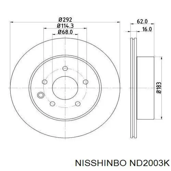 ND2003K Nisshinbo disco do freio traseiro