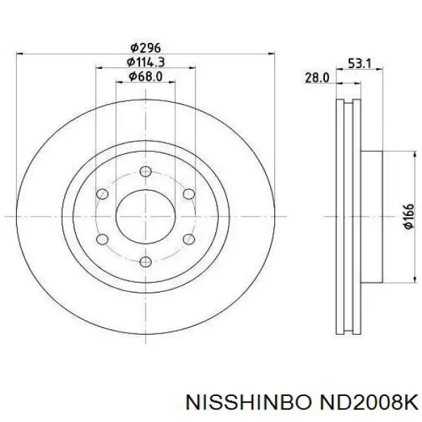 ND2008K Nisshinbo передние тормозные диски