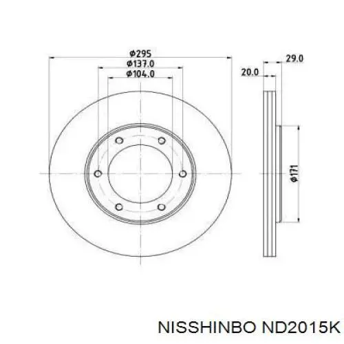 Передние тормозные диски ND2015K Nisshinbo