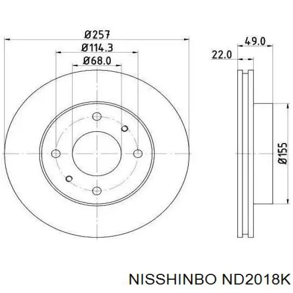 Передние тормозные диски ND2018K Nisshinbo