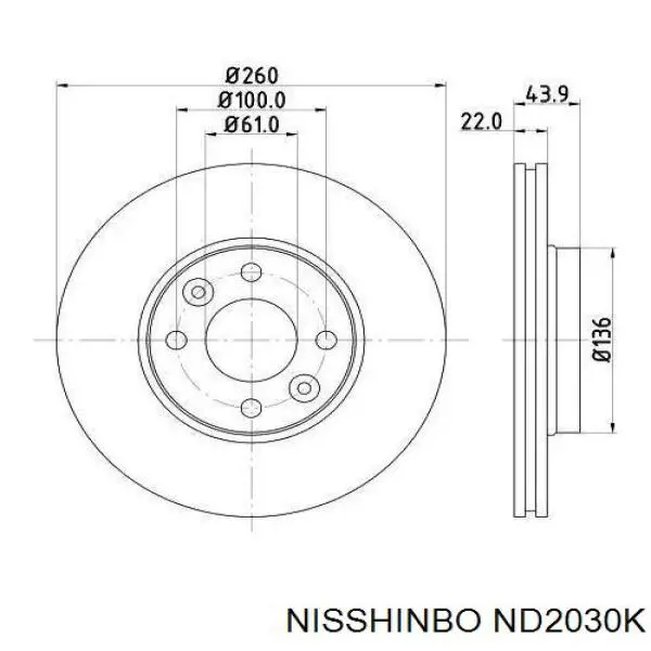 ND2030K Nisshinbo disco do freio dianteiro