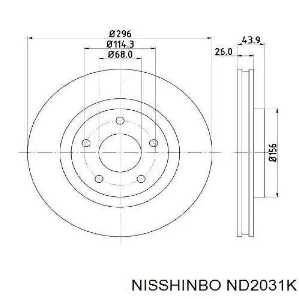 ND2031K Nisshinbo disco do freio dianteiro