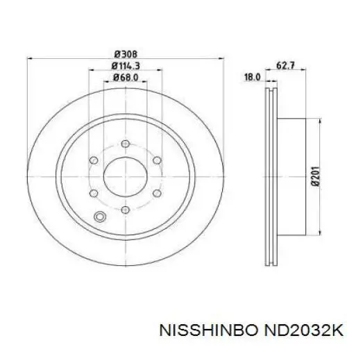 Тормозные диски ND2032K Nisshinbo