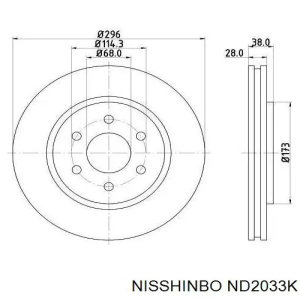 ND2033K Nisshinbo disco do freio dianteiro