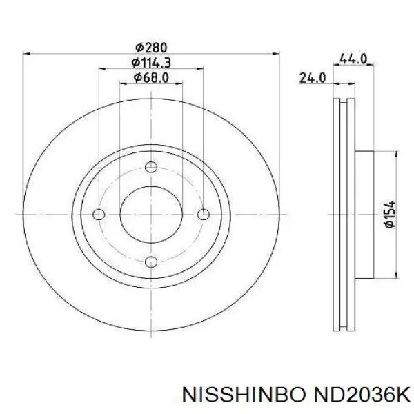 ND2036K Nisshinbo disco do freio dianteiro