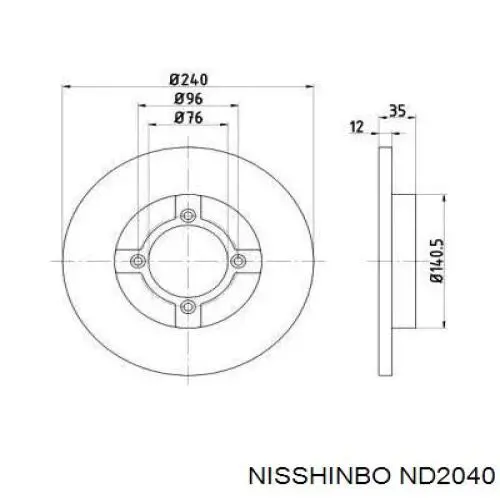 ND2040 Nisshinbo диск тормозной передний