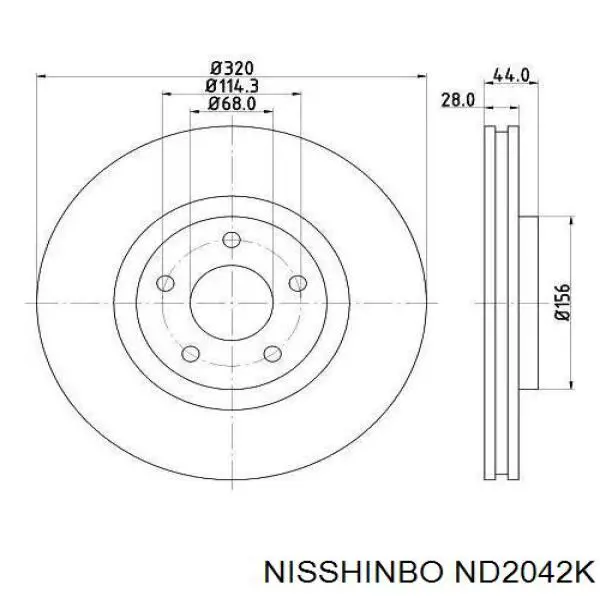 Передние тормозные диски ND2042K Nisshinbo