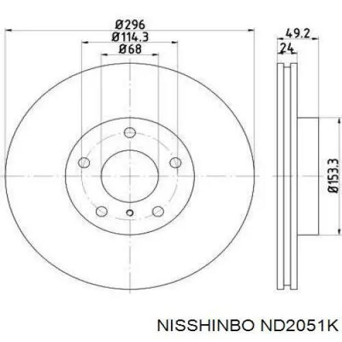Передние тормозные диски ND2051K Nisshinbo