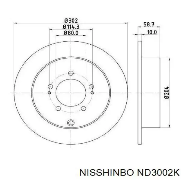 ND3002K Nisshinbo disco do freio traseiro